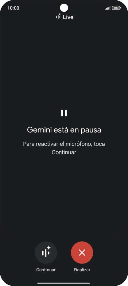 Para retomar la conversación, pulsa Continuar.