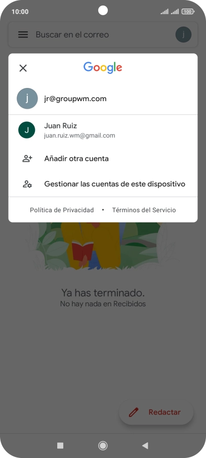Pulsa la cuenta de correo electrónico deseada.