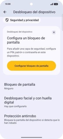 Pulsa Desbloqueo facial y con huella digital.