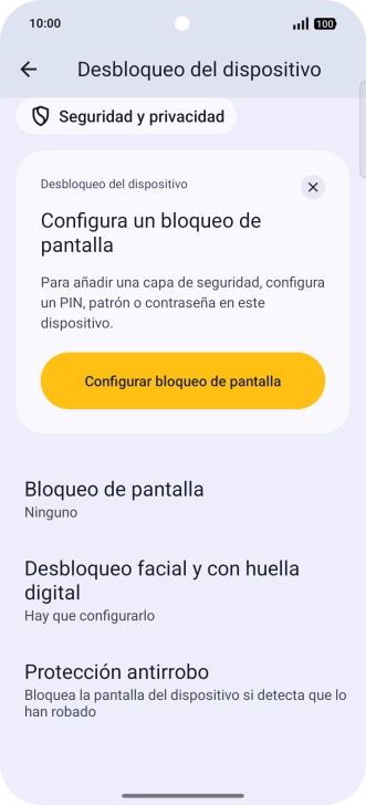Pulsa Desbloqueo facial y con huella digital.