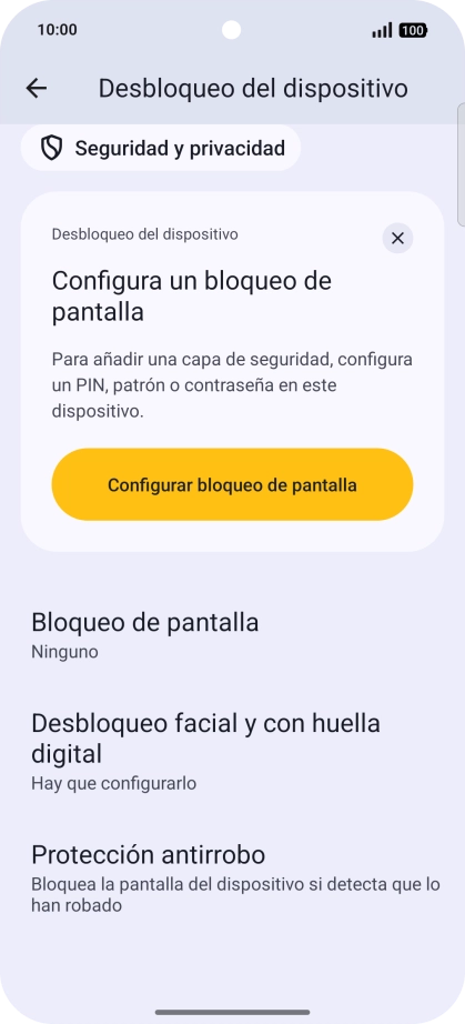 Pulsa Desbloqueo facial y con huella digital.
