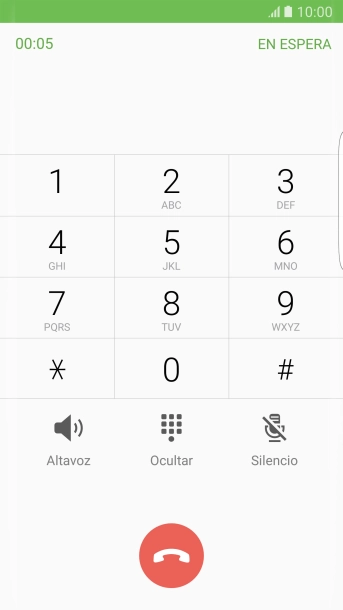 Pulsa el icono de finalizar llamada.