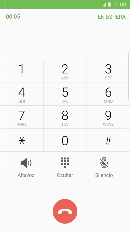 Pulsa el icono de finalizar llamada.