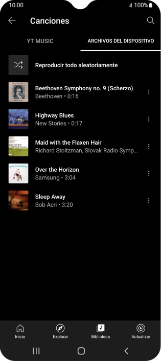 Pulsa el archivo de música deseado.
