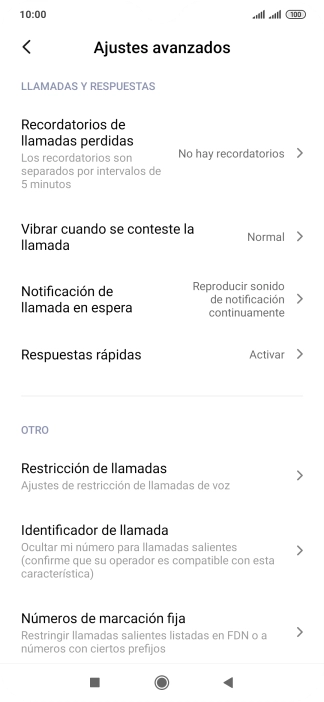 Pulsa Números de marcación fija.