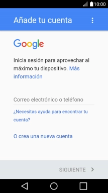 Si no tienes una cuenta de Google, pulsa O crea una nueva cuenta y sigue las indicaciones de la pantalla para ver cómo crear una cuenta nueva.