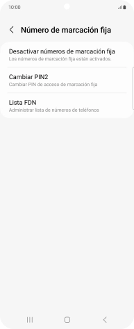 Pulsa Desactivar números de marcación fija.