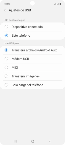 Pulsa Transferir archivos/Android Auto.