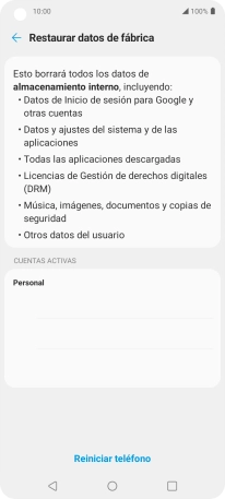 Pulsa Reiniciar teléfono.