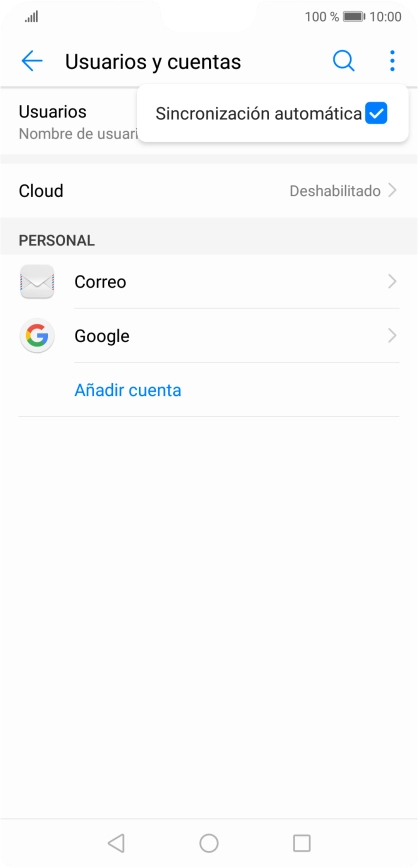 Pulsa Sincronización automática para activar o desactivar la función.