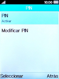 Selecciona PIN para activar o desactivar la función.