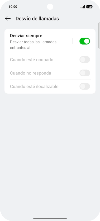 Pulsa el indicador  junto al tipo de desvío deseado.