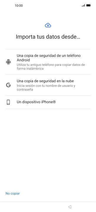 Pulsa el modo de transferencia deseado y sigue las instrucciones de la pantalla para transferir el contenido.