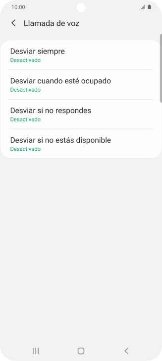Pulsa el tipo de desvío deseado.