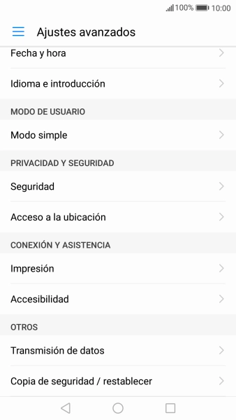 Pulsa Copia de seguridad / restablecer.