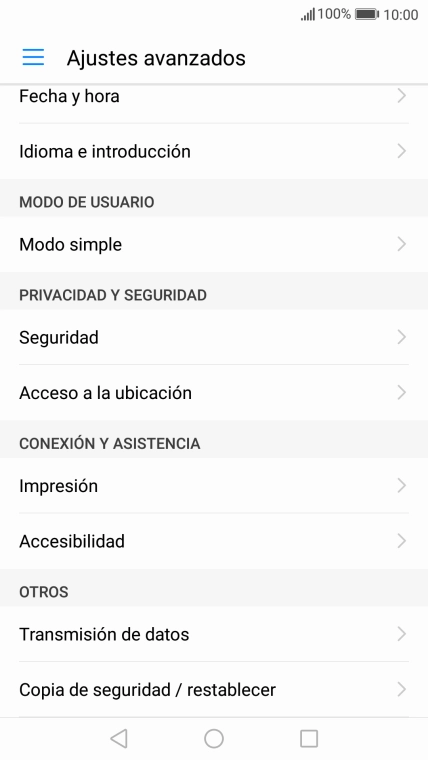 Pulsa Copia de seguridad / restablecer.