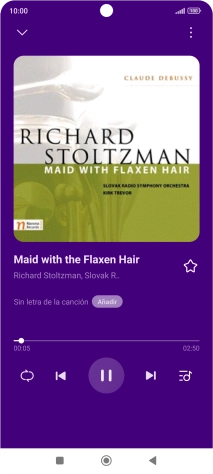 Pulsa la flecha hacia la derecha para ir al archivo de música siguiente.