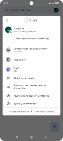 Pulsa Ajustes de Aplicación Contactos.