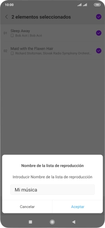 Introduce el nombre deseado de la lista de reproducción y pulsa Aceptar.