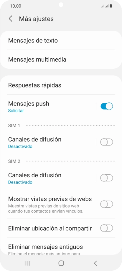 Pulsa Mensajes de texto.
