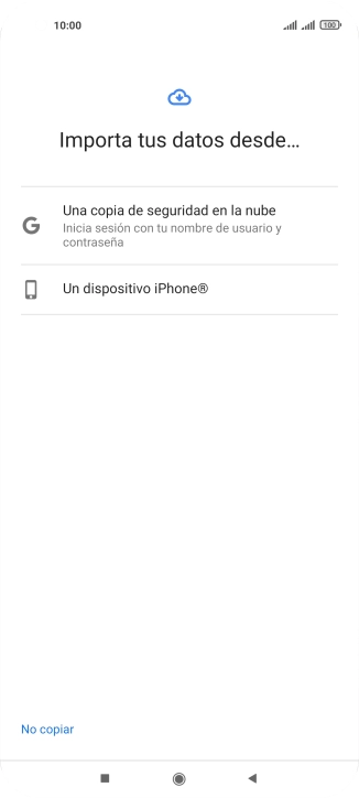 Pulsa la opción deseada y sigue las indicaciones de la pantalla para transferir contenido desde el otro teléfono y finalizar la activación de tu teléfono.