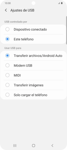 Pulsa Transferir archivos / Android Auto.