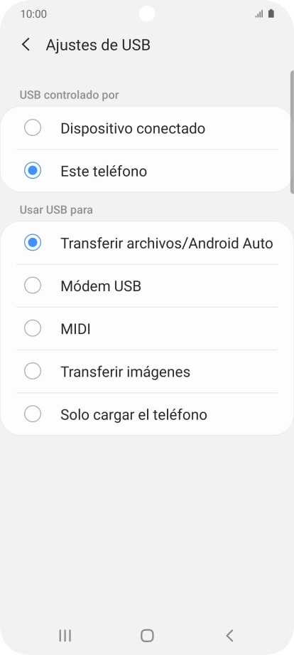 Pulsa Transferir archivos / Android Auto.