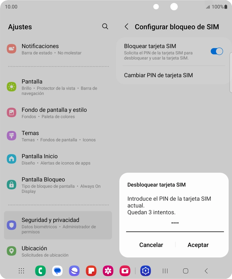 Introduce tu código PIN y pulsa Aceptar.
