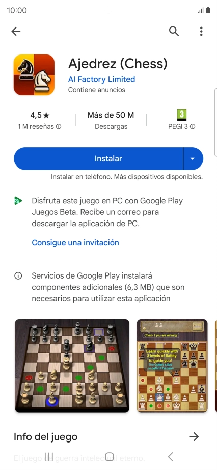Pulsa Instalar y sigue las indicaciones de la pantalla para instalar la app.