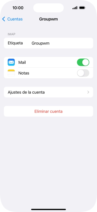 Pulsa Ajustes de la cuenta.