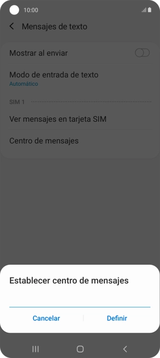 Introduce +34607003110 y pulsa Definir.