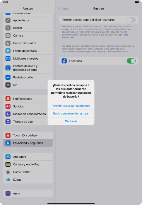 Si desactivas la función, pulsa el ajuste deseado.