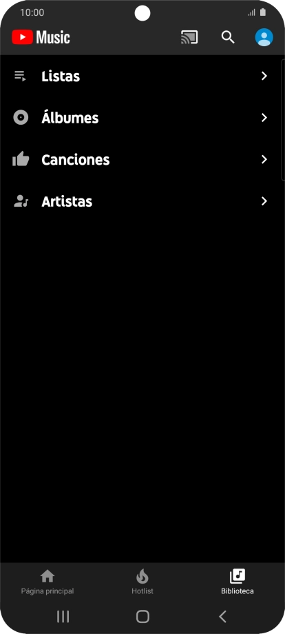 Pulsa una categoría y desplázate al archivo de música deseado.