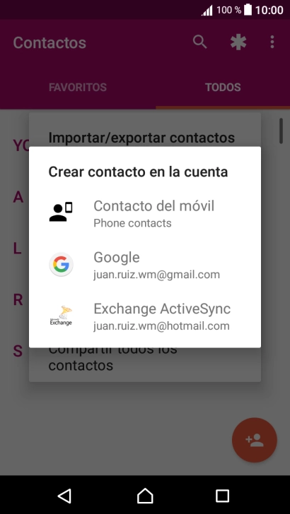 Pulsa Contacto del móvil.