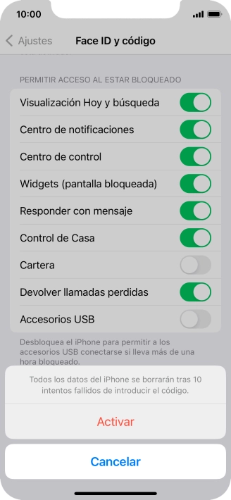 Si activas la función, pulsa Activar.
