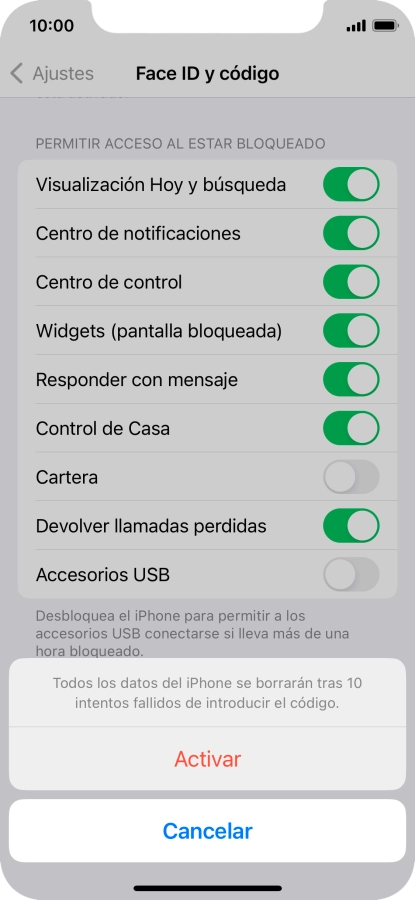 Si activas la función, pulsa Activar.