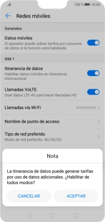 Si activas la función, pulsa ACEPTAR.