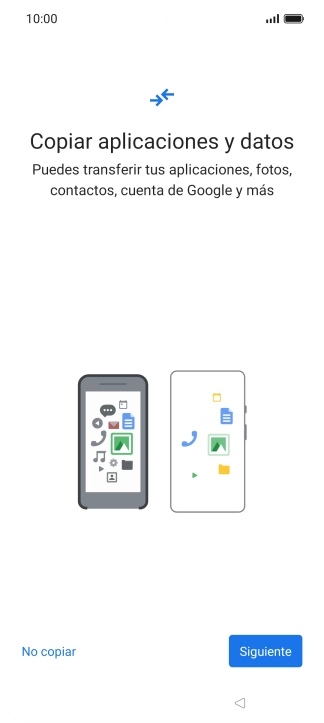 Puedes transferir el contenido de otro teléfono cuando activas tu teléfono por primera vez y cuando lo has restablecido. Cuando aparezca en la pantalla del teléfono esta imagen, ya está listo para la transmisión del contenido del otro teléfono.