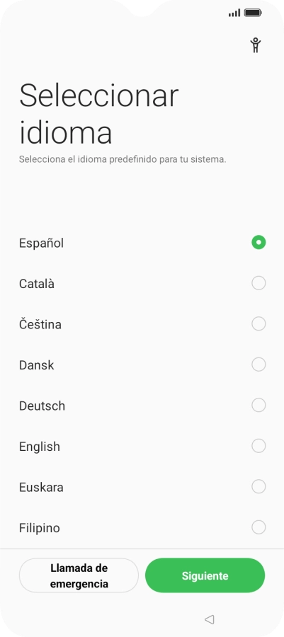 Pulsa el idioma deseado.