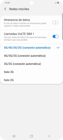 Pulsa el tipo de red deseado.