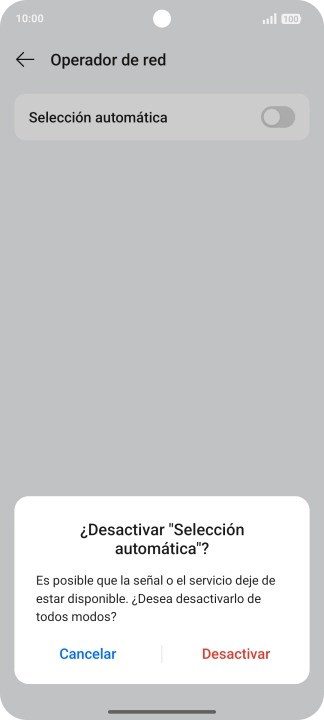 Pulsa Desactivar para desactivar la función y espera mientras el teléfono está buscando redes.