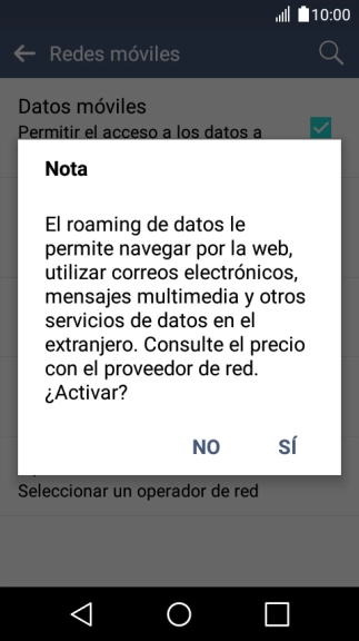 Si activas la función, pulsa SÍ.