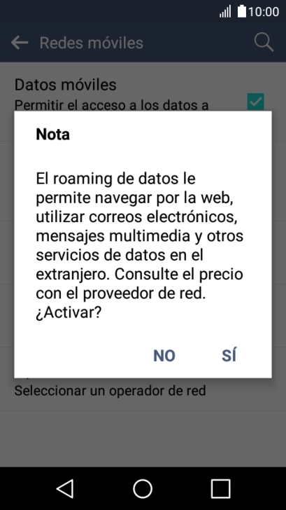 Si activas la función, pulsa SÍ.