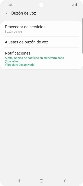 Pulsa Ajustes de buzón de voz.