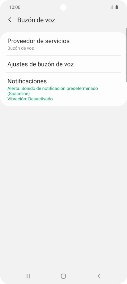 Pulsa Ajustes de buzón de voz.