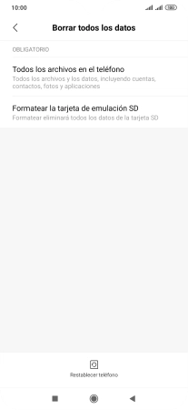 Pulsa Restablecer teléfono.