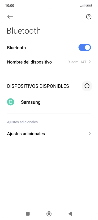 Pulsa el dispositivo Bluetooth deseado y sigue las indicaciones de la pantalla para vincular el dispositivo al teléfono.