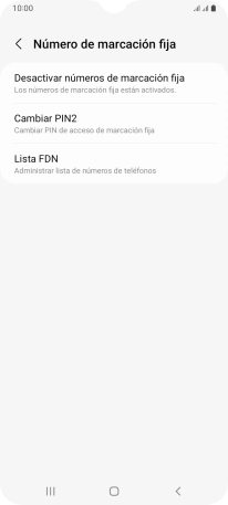 Pulsa Desactivar números de marcación fija.