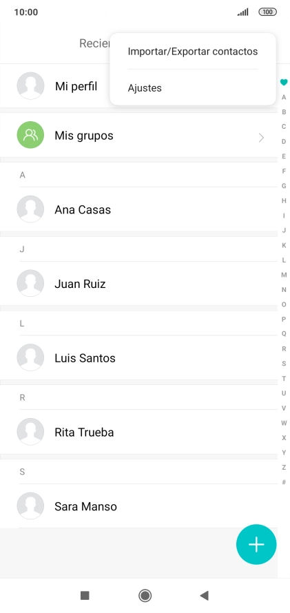 Pulsa Importar/Exportar contactos.