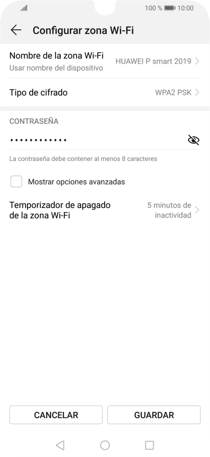 Pulsa Nombre de la zona Wi-Fi.